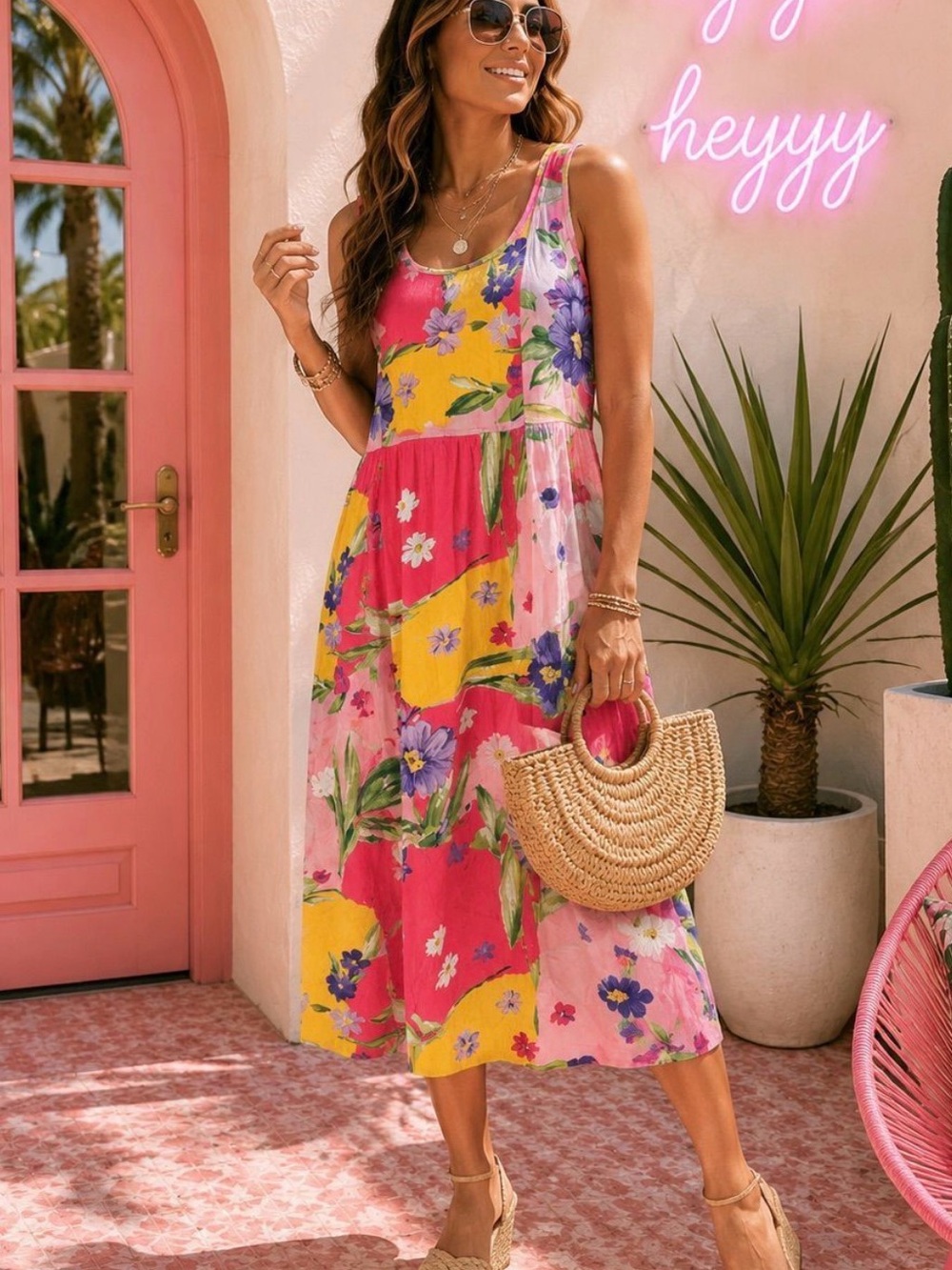Vintage Jams World Painted Paradise Midi Dress